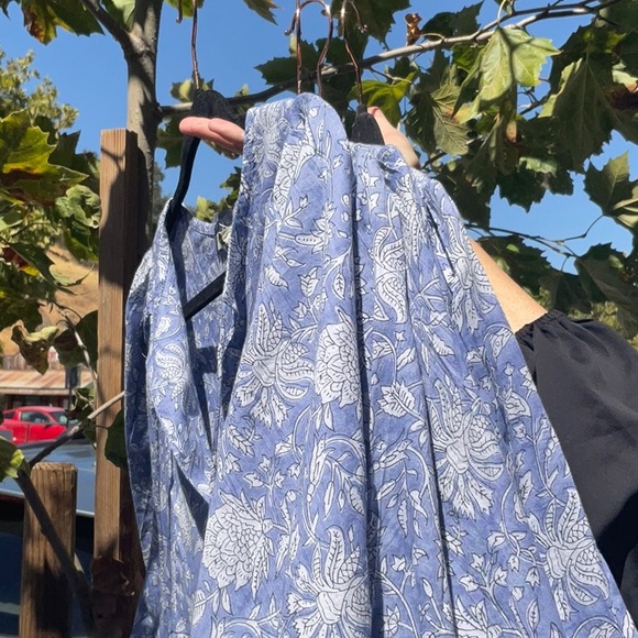 NWT Dolma Midi Dress blue ivory cotton print flowy bohemian L XL cool comfy - Picture 11 of 12